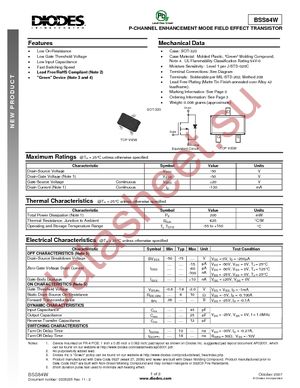 BSS84W-7 datasheet  